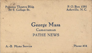 George Masa's Business Card
